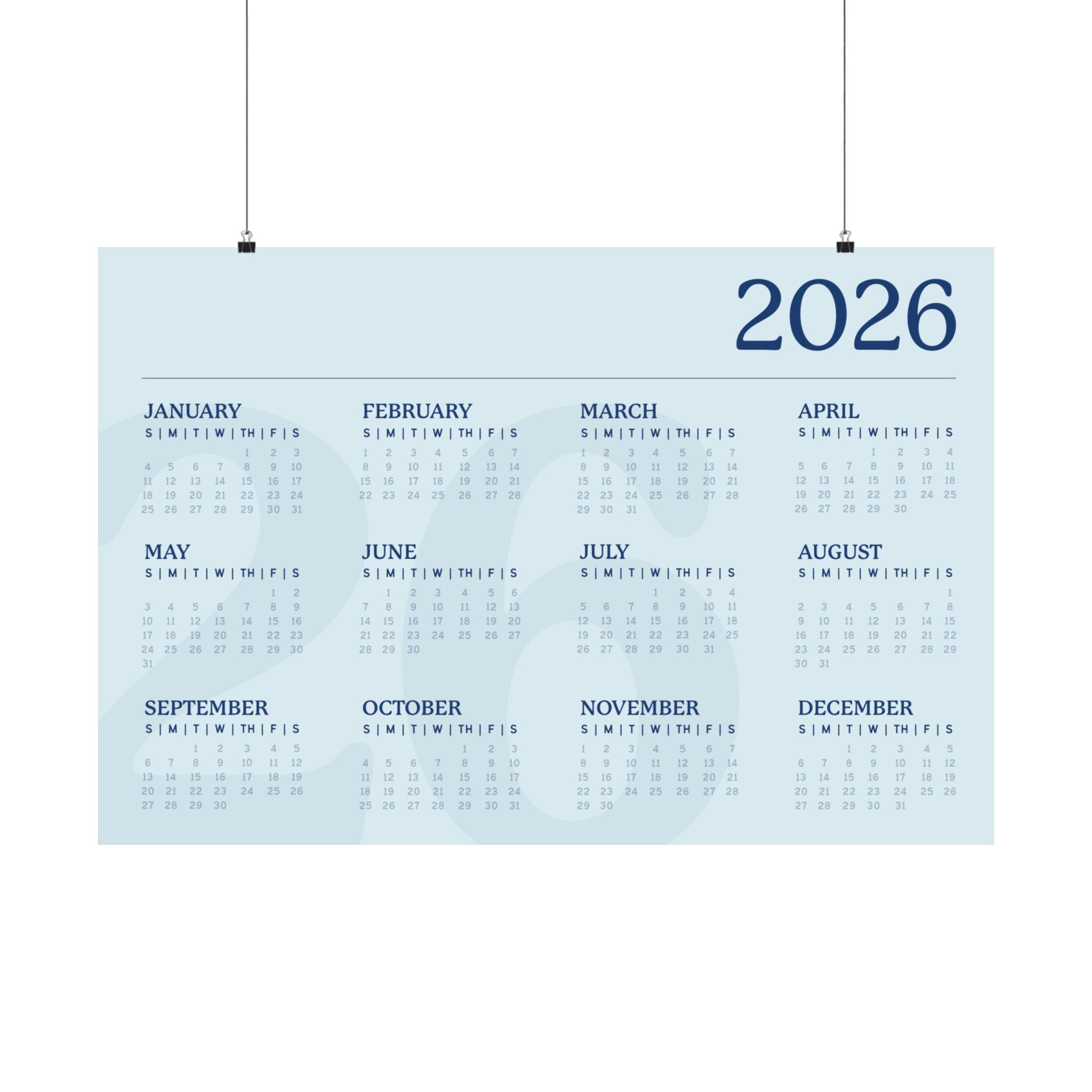 2026 Matte Horizontal Poster - Blue