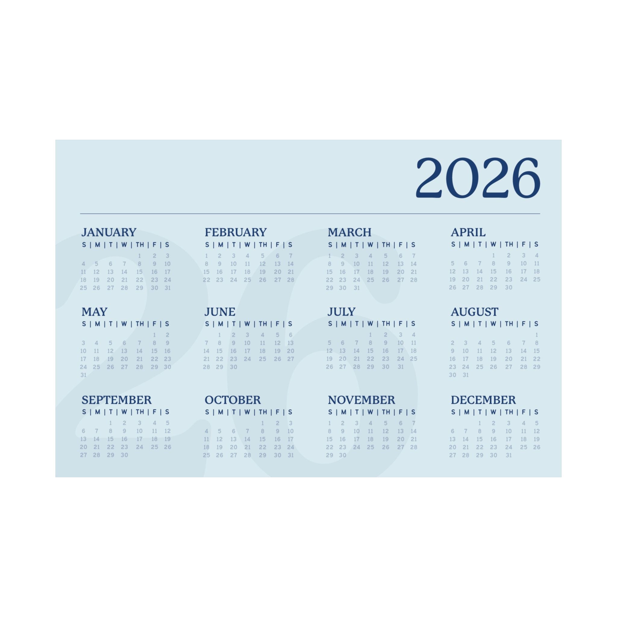 2026 Matte Horizontal Poster - Blue