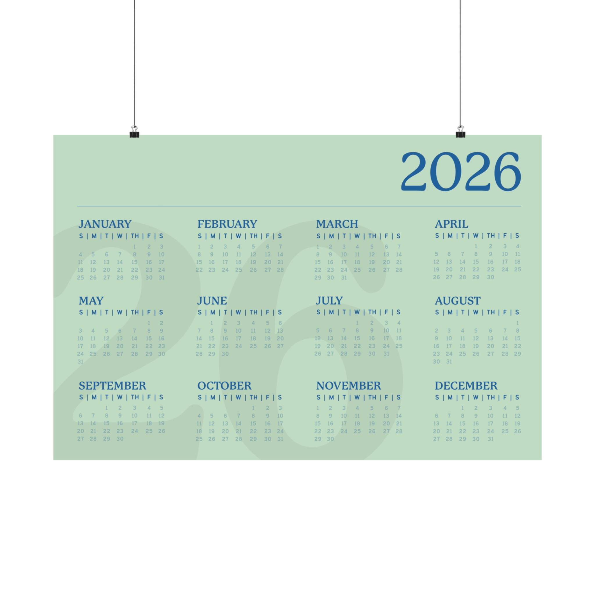 2026 Matte Horizontal Poster - Green