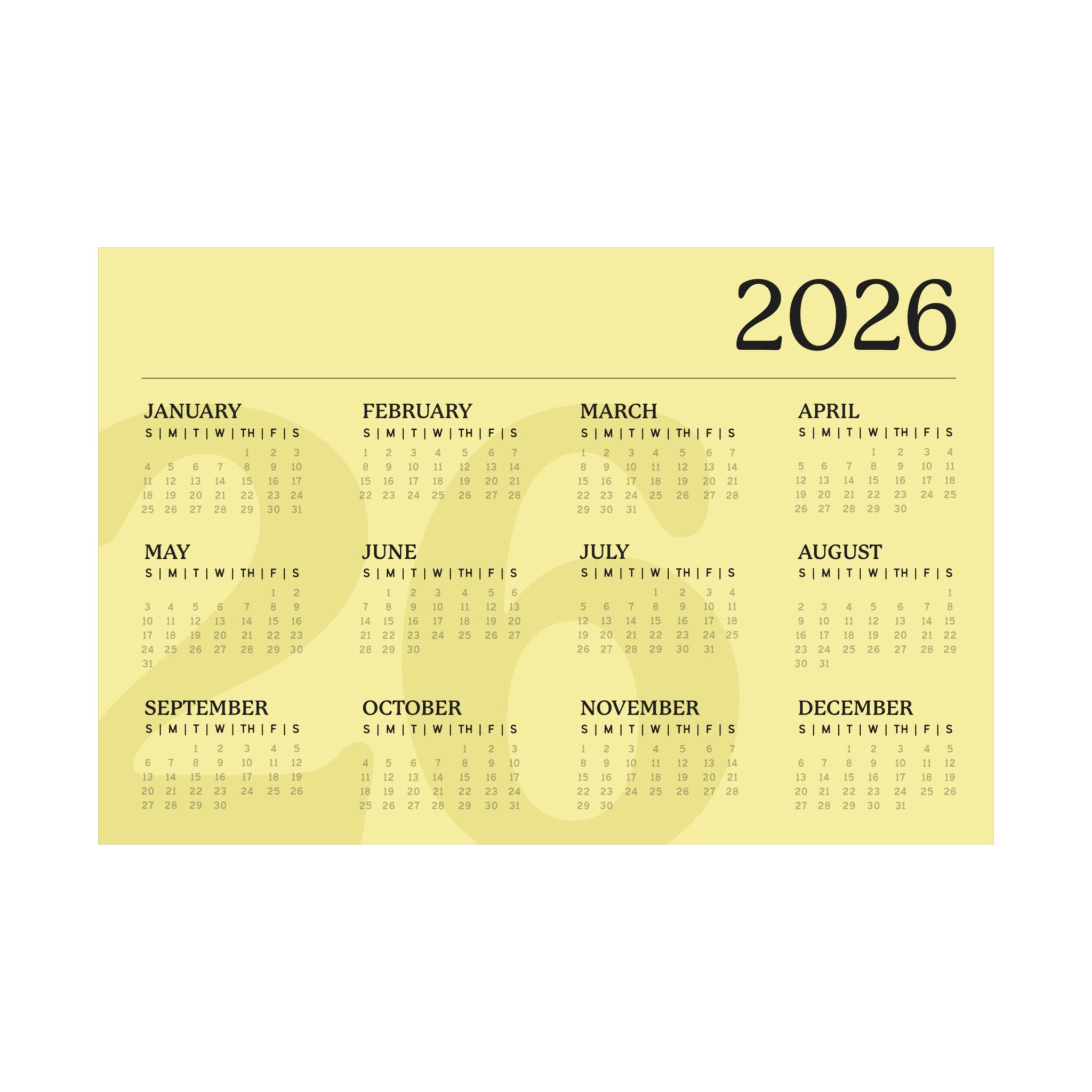 2026 Matte Horizontal Poster - Yellow