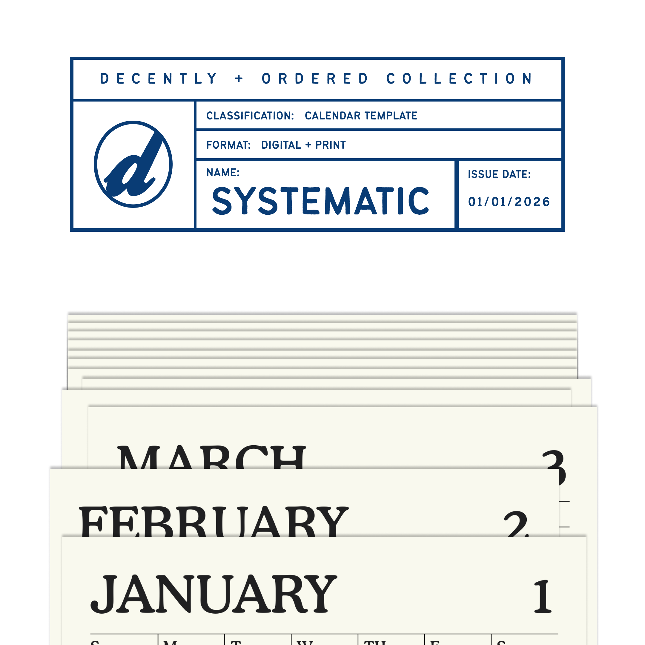 ’26 Calendar Template