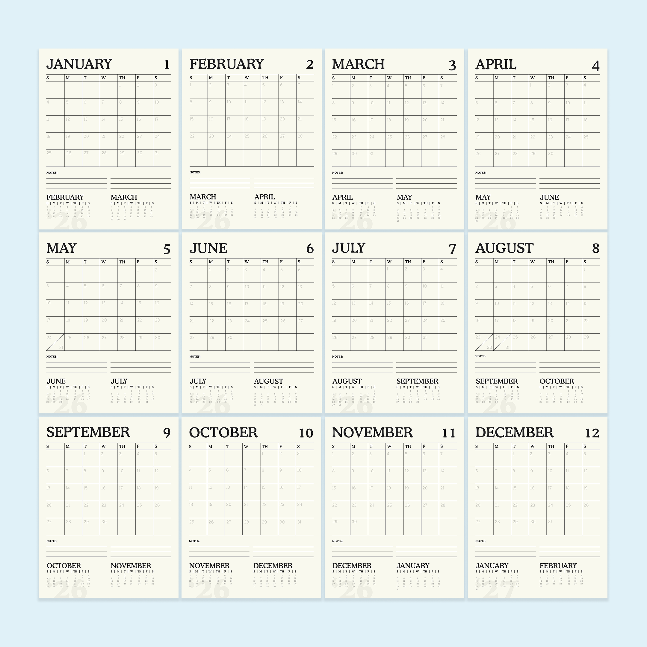 ’26 Calendar Template